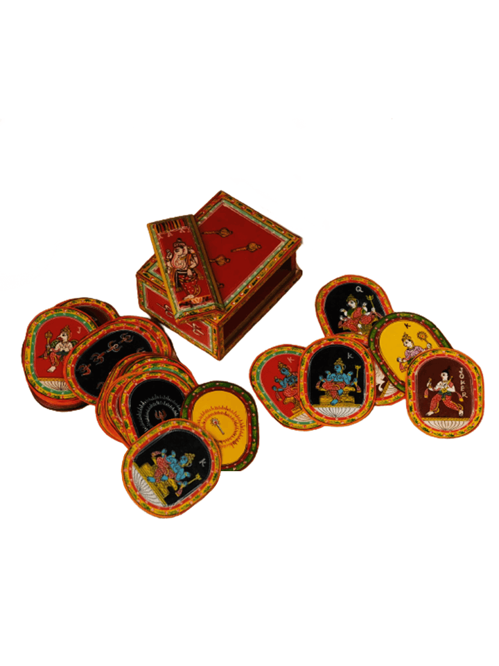 Oval Playing Card, set of 52 handpainted Ganjifa cards Thumbnail