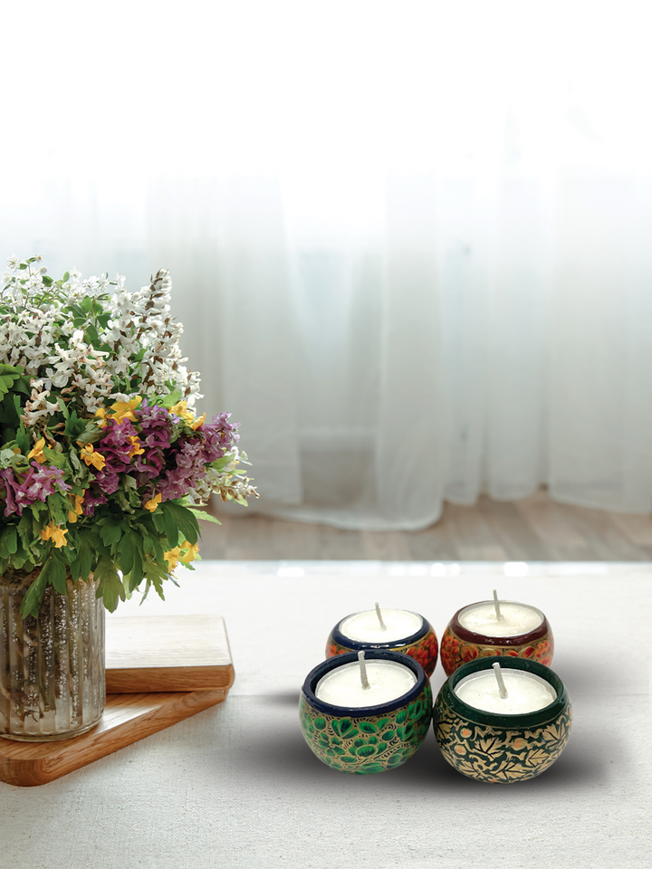 Paper Mache Tea Light Set (set of 4) Thumbnail