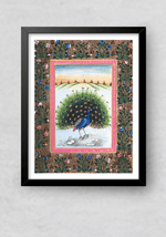 A Dancing Peacock in Miniature Painting by Mohan Prajapati