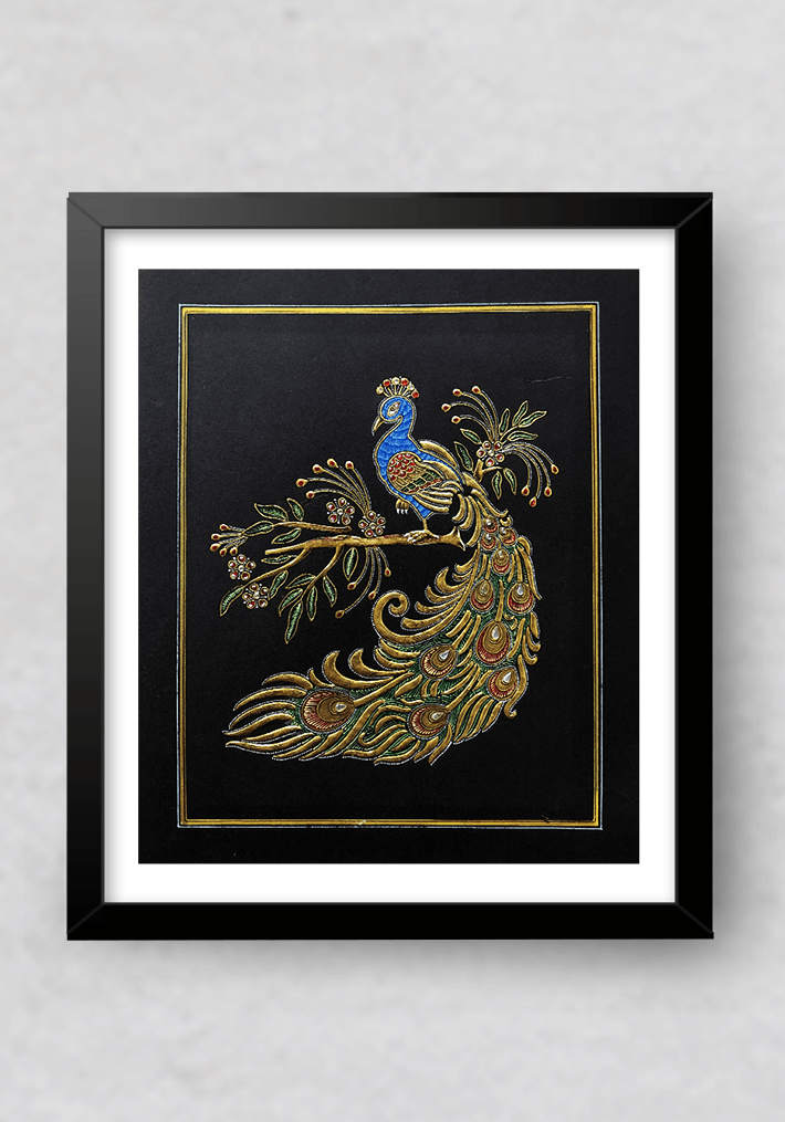 Peacock Miniature style Painting by Mohan Prajapati