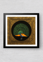 An Iridescent Peacock in Miniature Painting by Mohan Prajapati