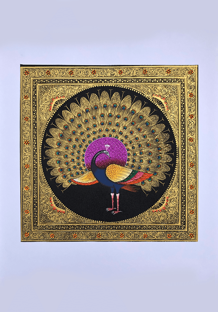 A Magnificent Peacock in Miniature Painting by Mohan Prajapati Thumbnail