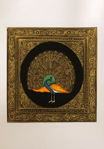 A Dazzling Peacock in Miniature Painting by Mohan Prajapati