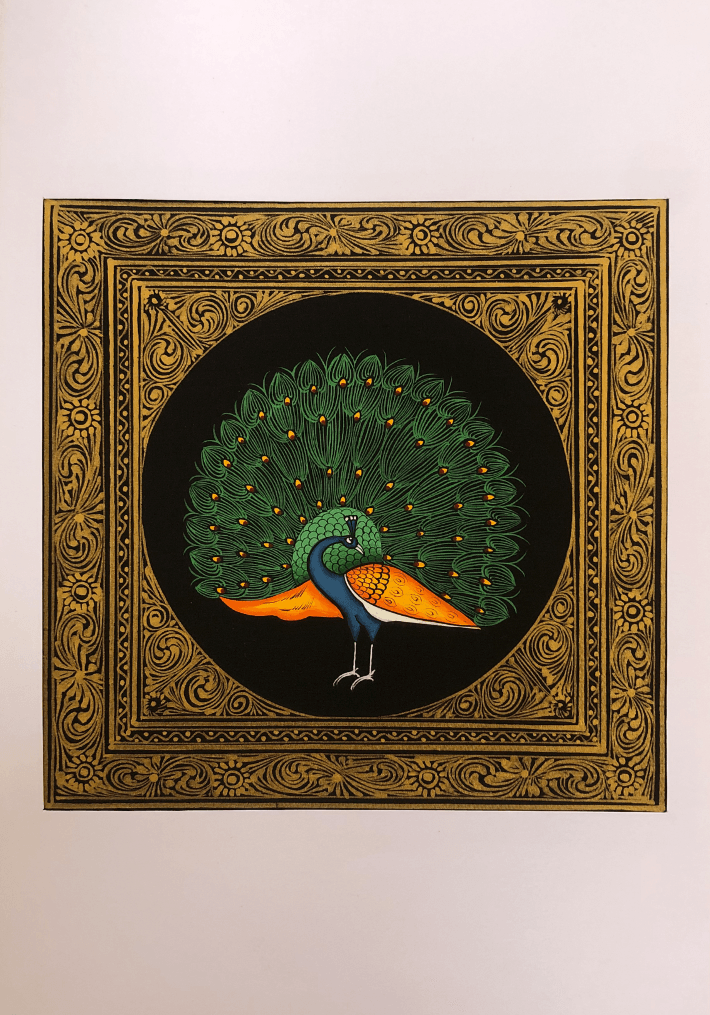 An Iridescent Peacock in Miniature Painting by Mohan Prajapati Thumbnail