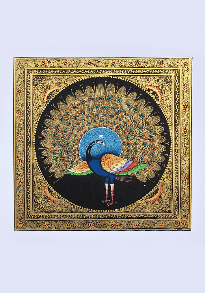 A Peacock's Glamour in Miniature Painting by Mohan Prajapati Thumbnail