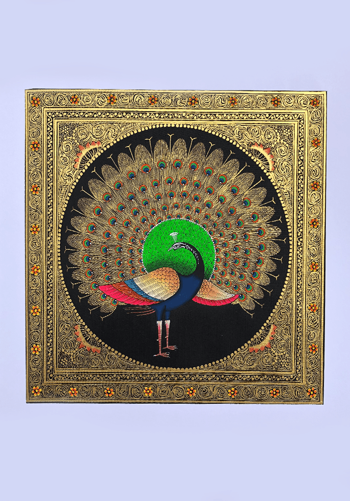 A Mesmerizing Peacock in Miniature Painting by Mohan Prajapati Thumbnail