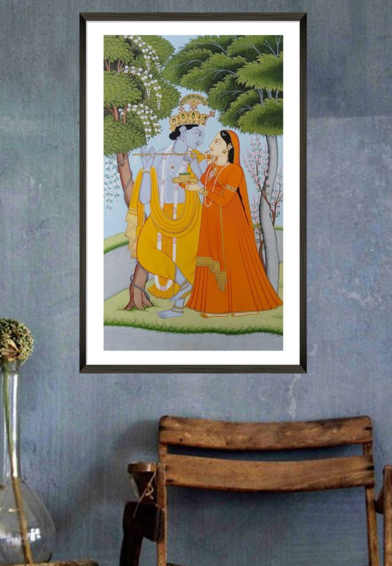 Radha Krishna Kangra Painting by Mukesh Kumar Dhiman