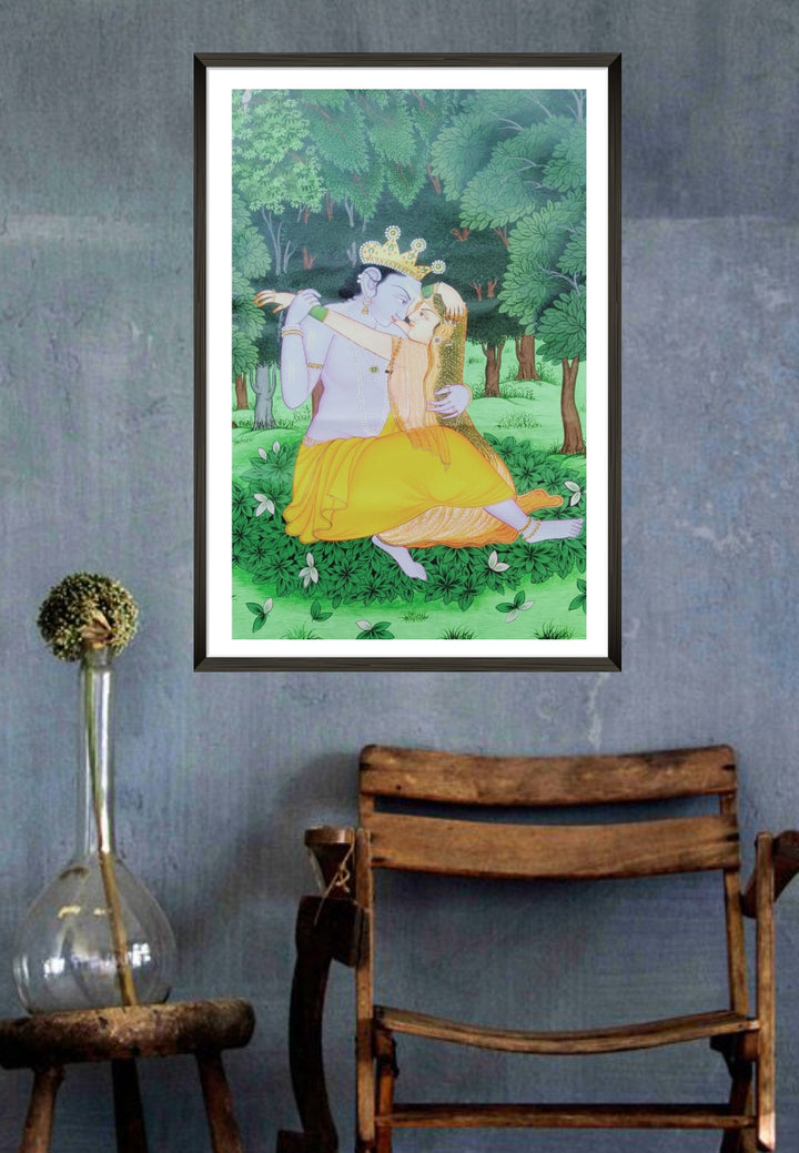 Radha Krishna: Kangra Painting by Mukesh Kumar Dhiman Thumbnail