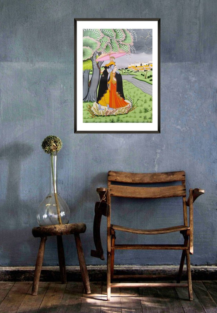 Radha Krishna: Kangra Painting by Mukesh Kumar Dhiman Thumbnail