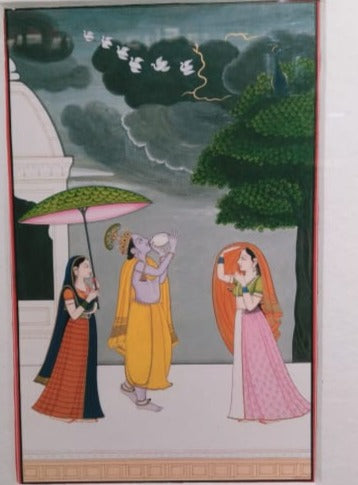 Radha Krishna: Kangra Painting by Mukesh Kumar Dhiman Thumbnail