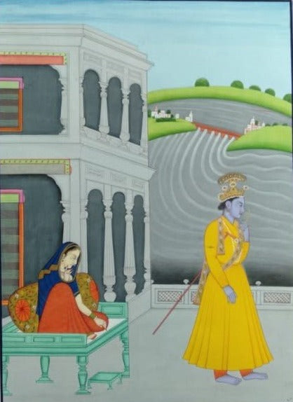 Radha Krishna: Kangra Painting by Mukesh Kumar Dhiman Thumbnail