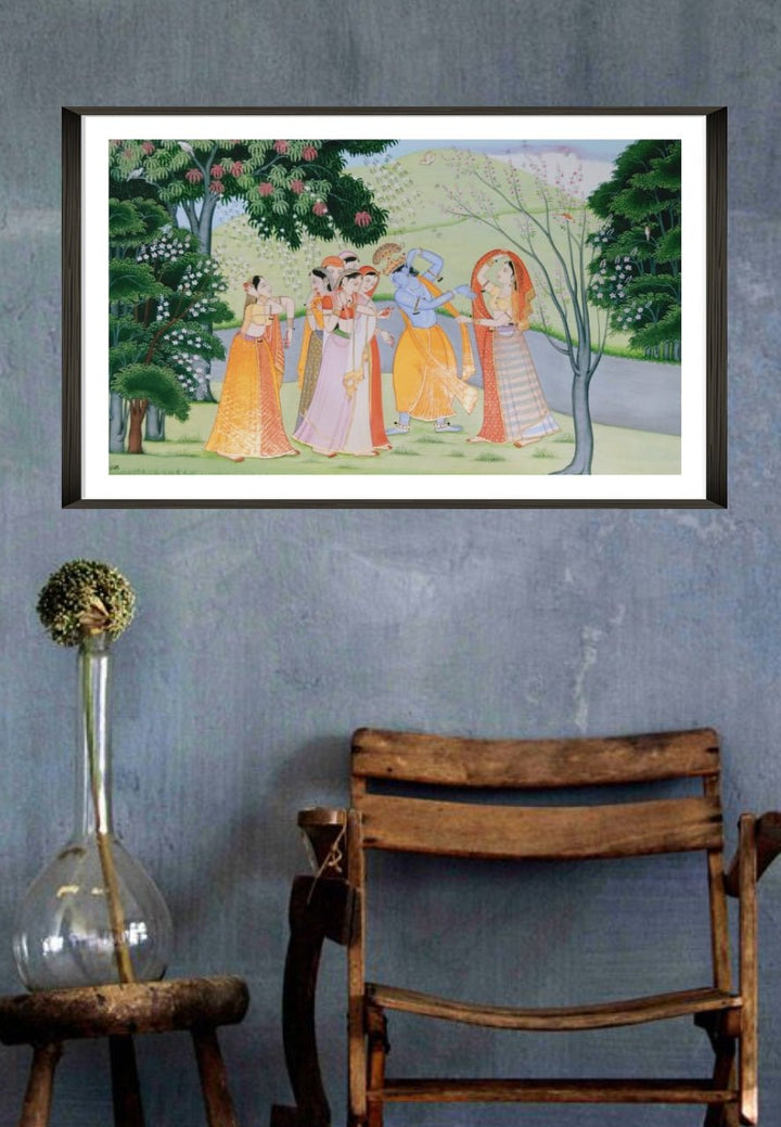Radha Krishna: Kangra Painting by Mukesh Kumar Dhiman Thumbnail