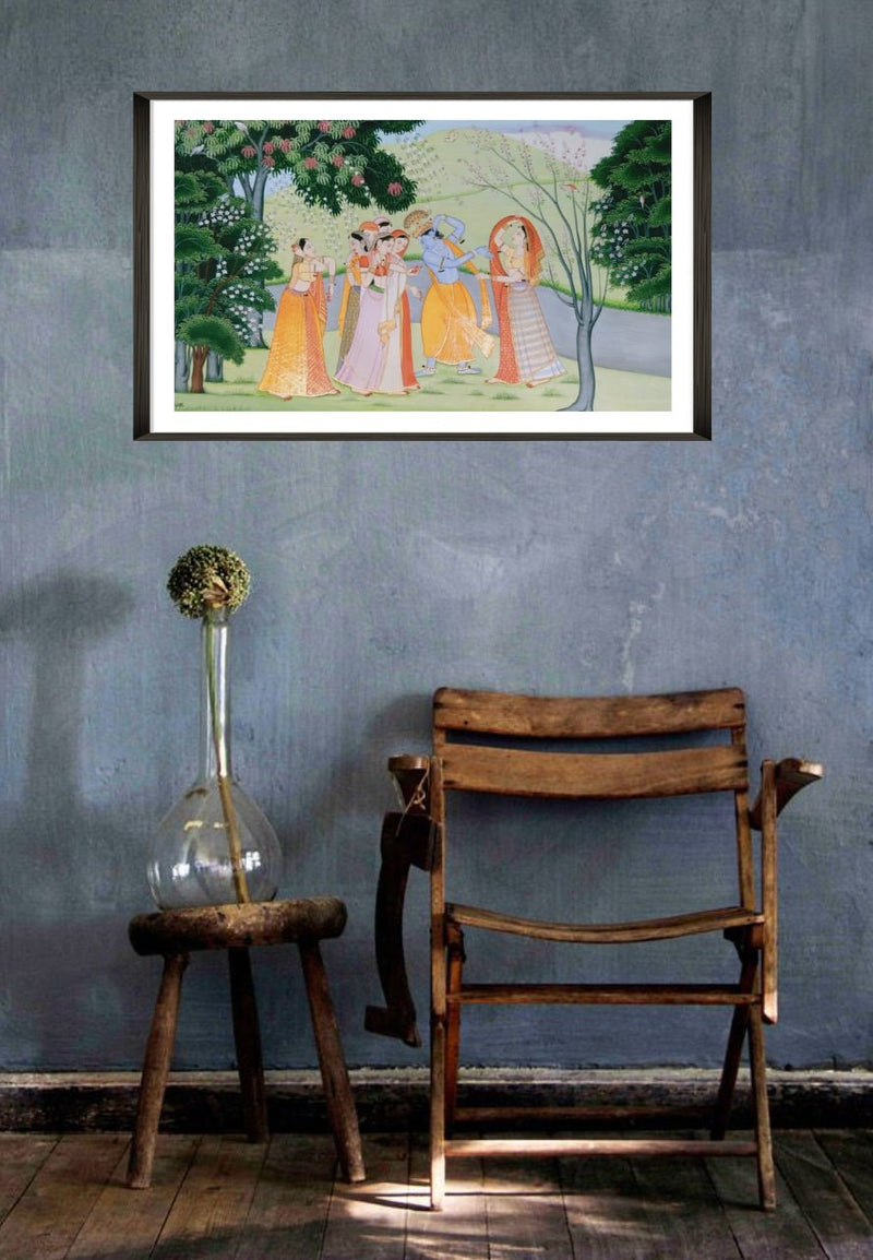 Beautifully Handcrafted Radha Krishna Painting in Kangra Art Style