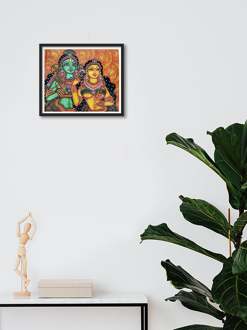 Radha Krishna, Kerala Mural Painting by Adarsh