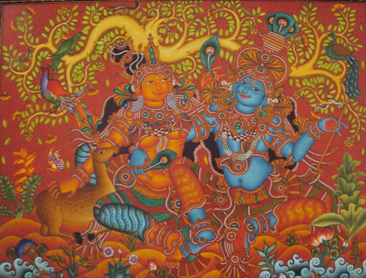 Radha Krishna, Kerala Mural Painting by V.M Jijulal Thumbnail
