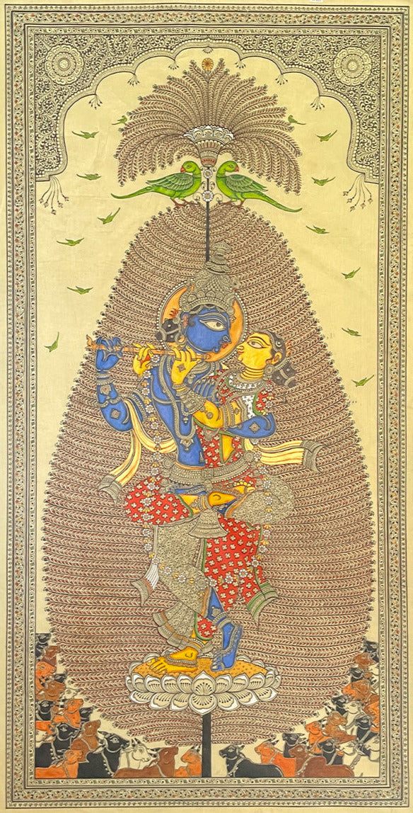 Radha Krishna - Pattachitra Painting by Gitanjali Das for Home Decor Thumbnail