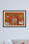 Radha Krishna: CHERIYAL SCROLL PAINTING by Sai Kiran