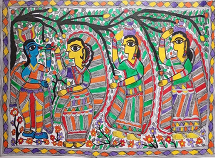 Radiant Devotion: Madhubani Painting by Priti Karn Thumbnail