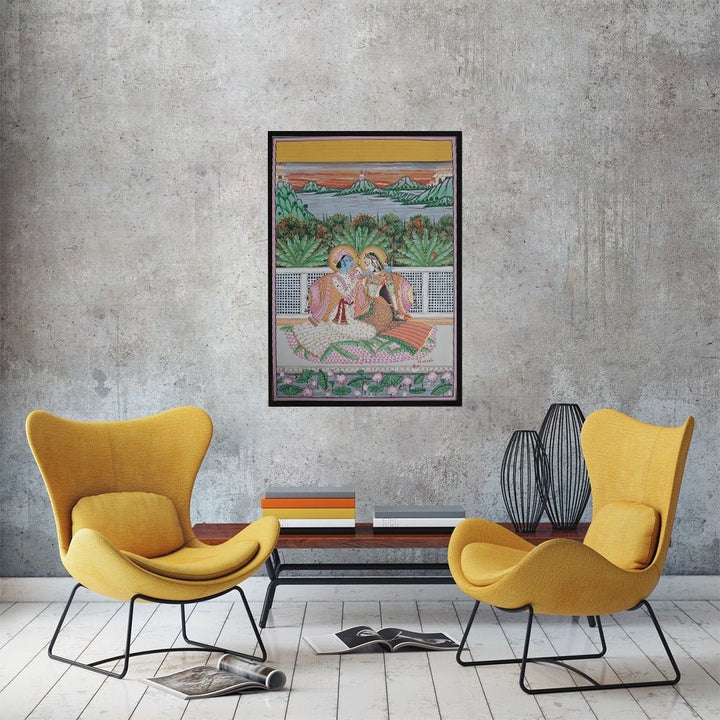 The Eternal Story of Radha and Krishna in Kishangarh Painting by Shehzaad Ali Sherani Thumbnail
