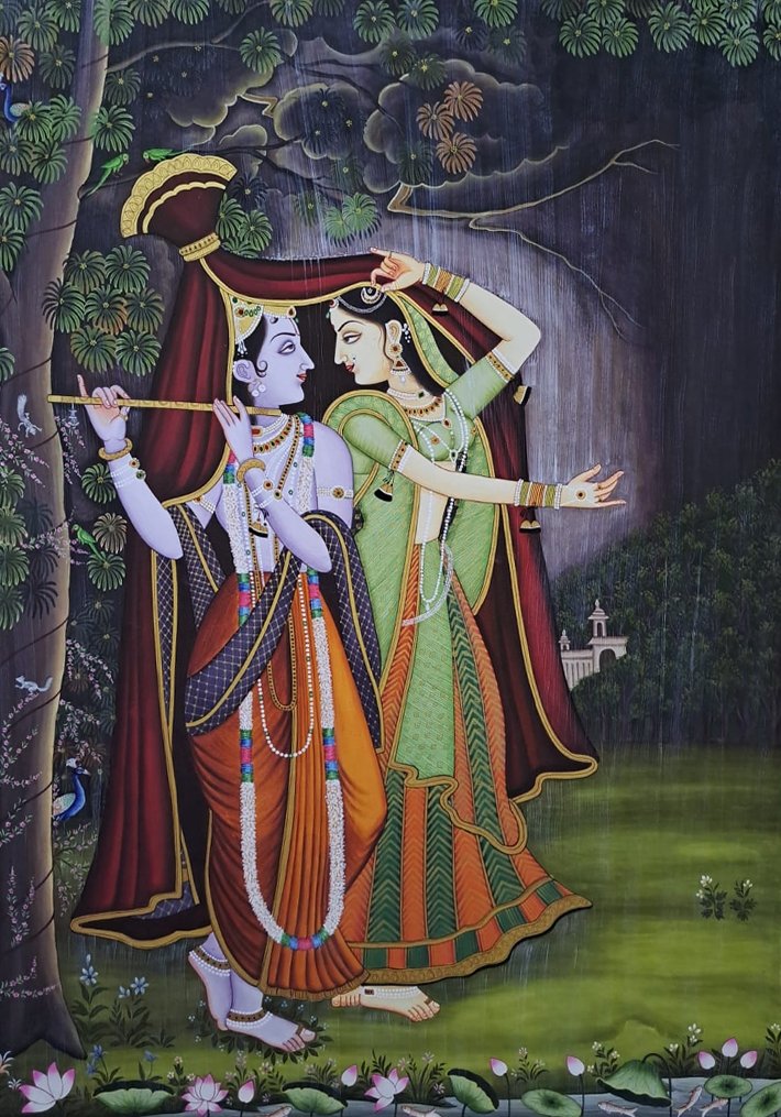 RADHA KRISHNA, PICHWAI PAINTING BY SHEHZAAD ALI SHERANI-Paintings by Master Artists
