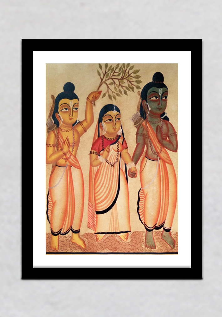 Ram Sita Laxman Kalighat Painting