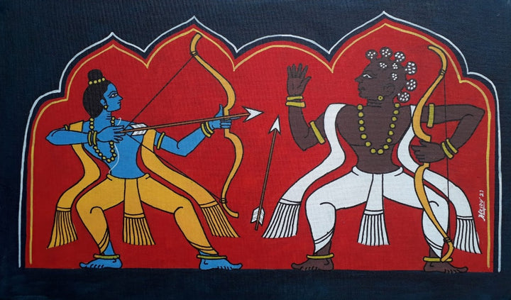 Ravana Vadha: ASSAMESE MANUSCRIPT PAINTING BY MRIDU MOUCHAM BORA Thumbnail