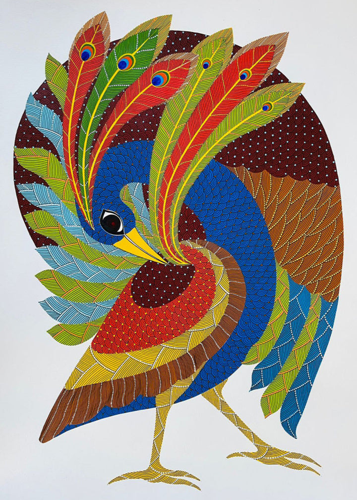 The Royal Peacock: Divine Elegance in Gond by Venkat Shyam Thumbnail