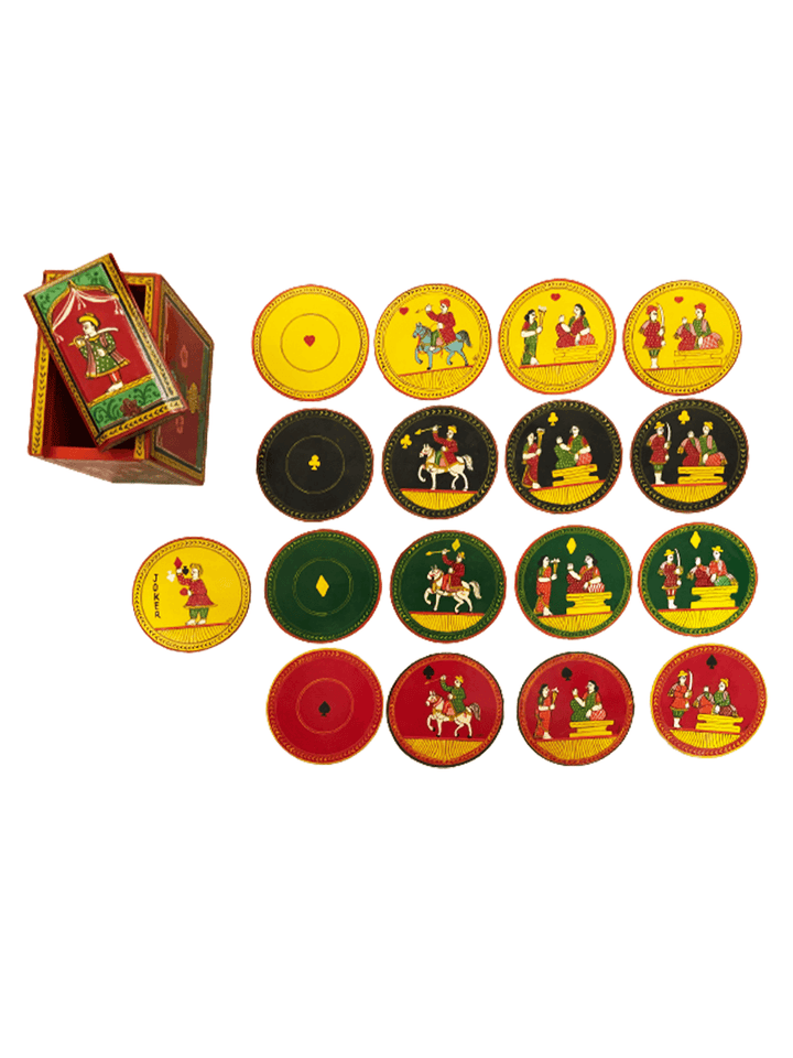 Round Playing Card, set of 52 handpainted Ganjifa cards Thumbnail