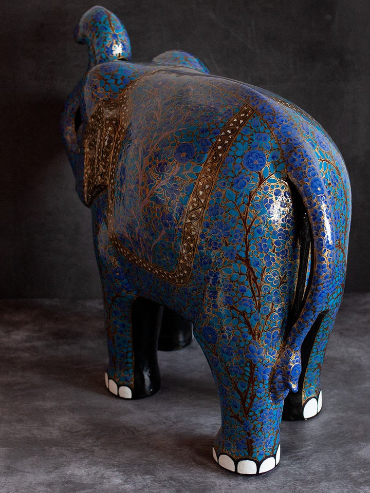 Royal Blue Paper Mache Elephant by Riyaz Khan Thumbnail