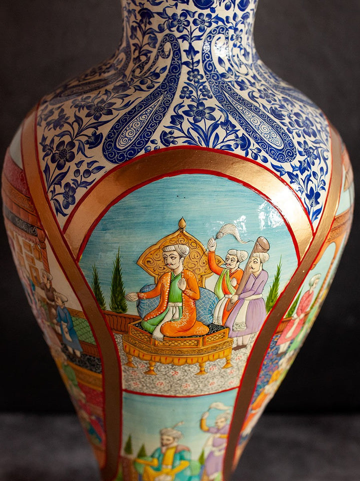 Royal Mughal Darbar Paper Mache Vase by Riyaz Khan Thumbnail