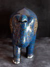 Royal Blue Paper Mache Elephant by Riyaz Khan