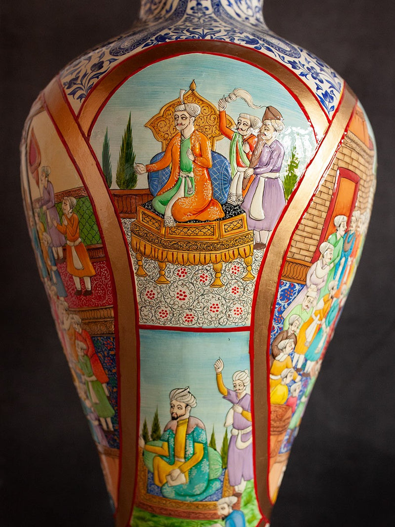 Royal Mughal Darbar Paper Mache Vase by Riyaz Khan