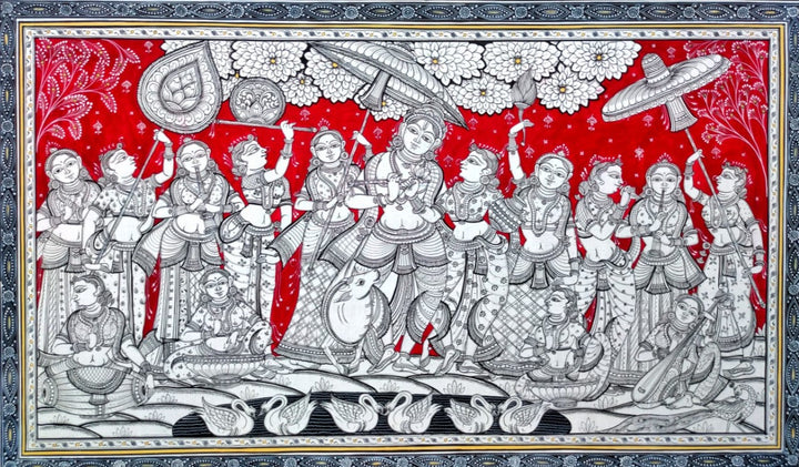 Krishna Rasleela - Pattachitra Painting by Purusottam Swain for Home Decor Thumbnail