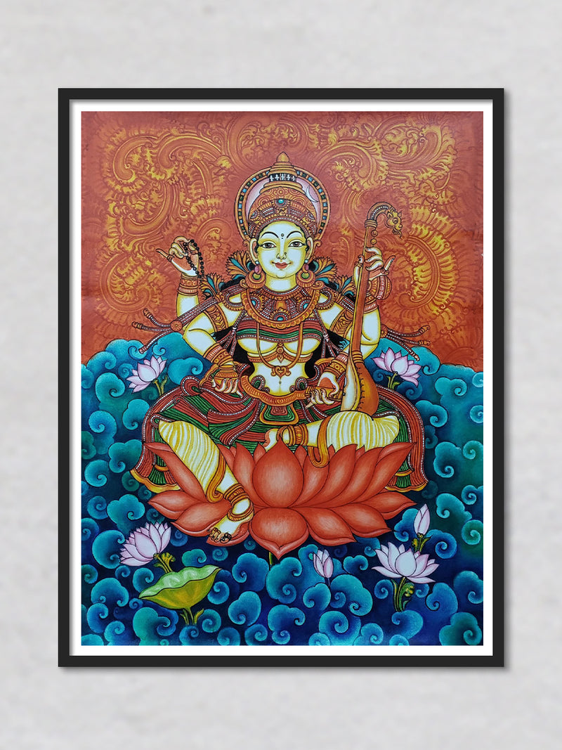 Saraswati, Kerala Mural Painting by Adarsh