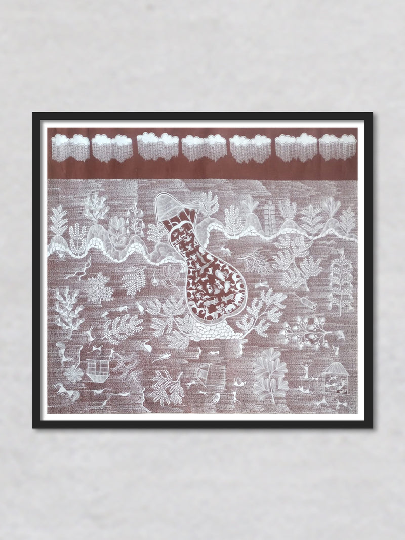 Sea and Clouds Warli painting by Dilip Rama Bahotha