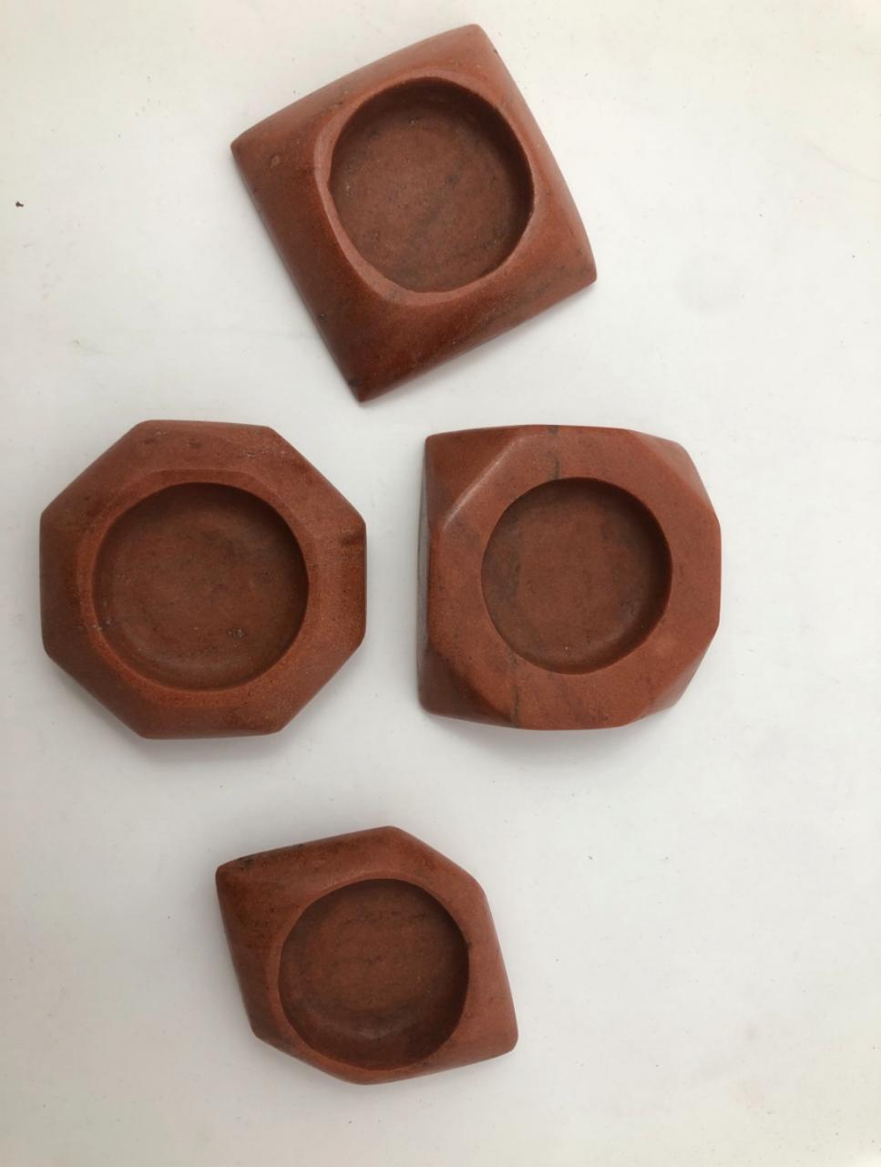 Set of Four Red Quartz Tea light holders