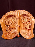 Shiva-Ganesha Sandalwood Miniature Artwork by Om Prakash