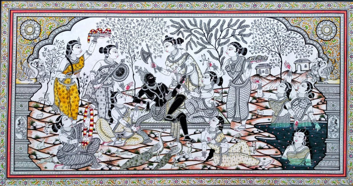Krishna Rasleela - Pattachitra Painting by Purusottam Swain for Home Decor Thumbnail