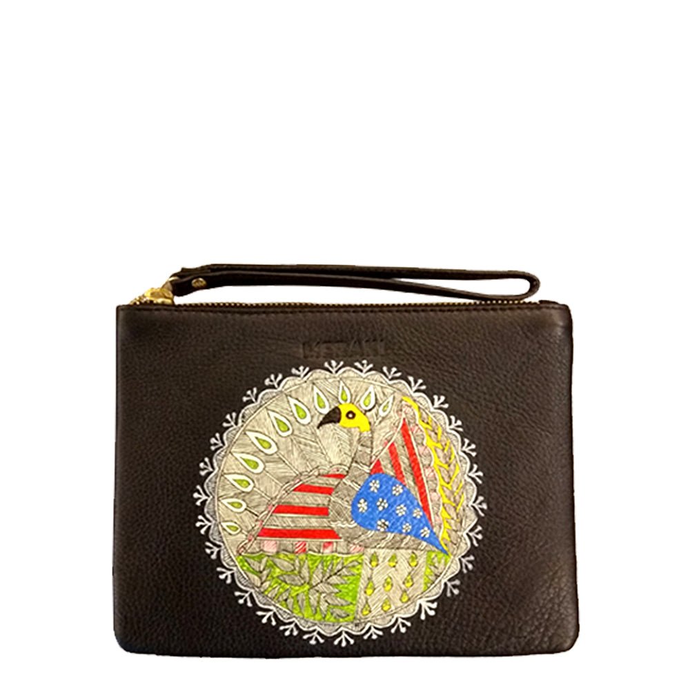 THE PEACOCK, BLACK POUCH-
