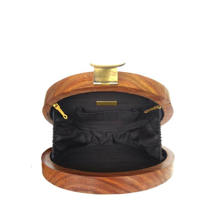 The Butterfly, Round Wooden Clutch-