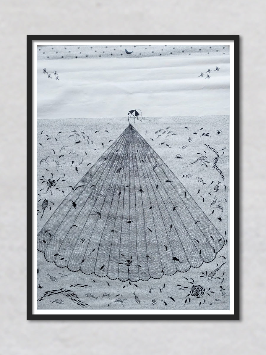 Fisherman Warli painting by Dilip Rama Bahotha