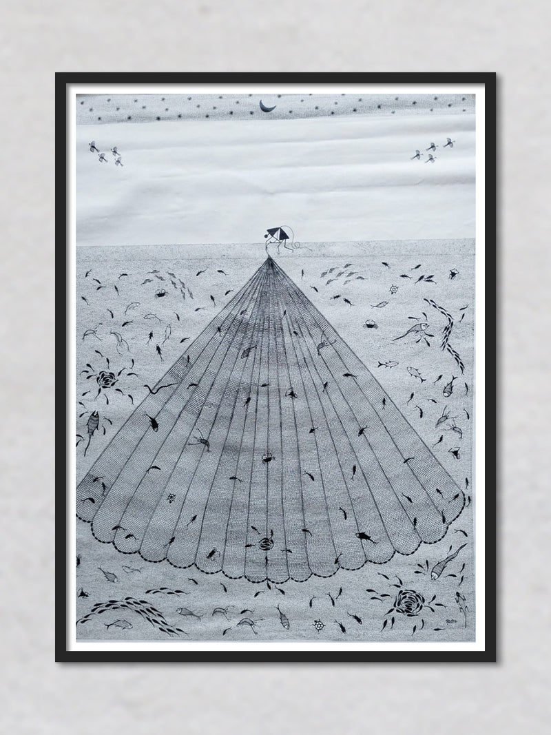 Fisherman Warli painting by Dilip Rama Bahotha