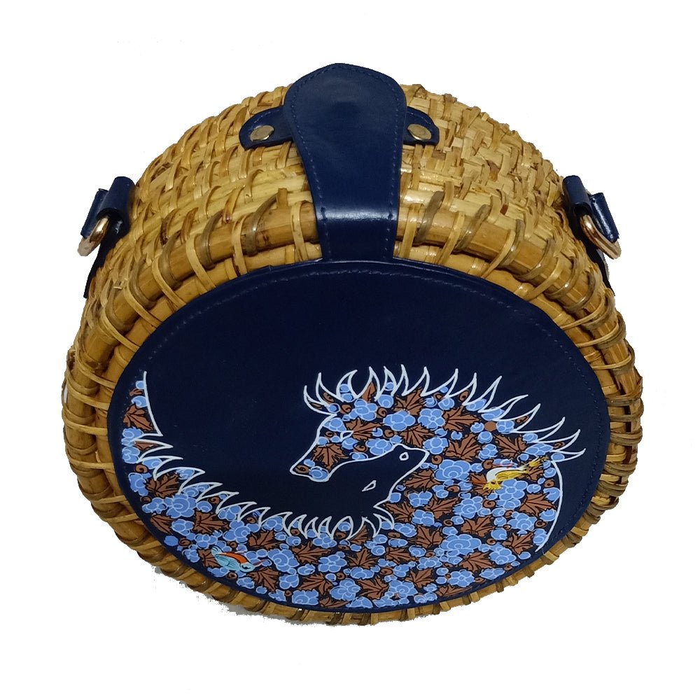 The High Horse, BLUE ROUND CANE SLING-cane bag
