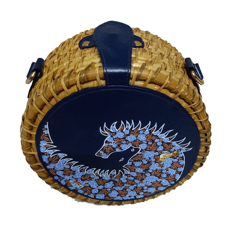 The High Horse, BLUE ROUND CANE SLING-cane bag