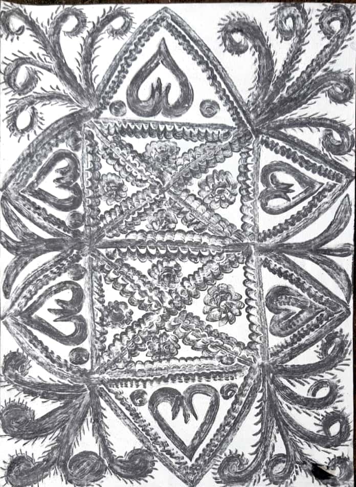 The Peacock: Sohrai painting by Rukmani Devi Thumbnail