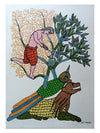 The Woodcutter Gond painting by Santosh Uikey