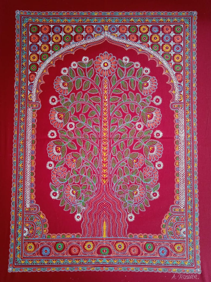 Tree of Life: Rogan Art by Rizwan Khatri (Red) Thumbnail