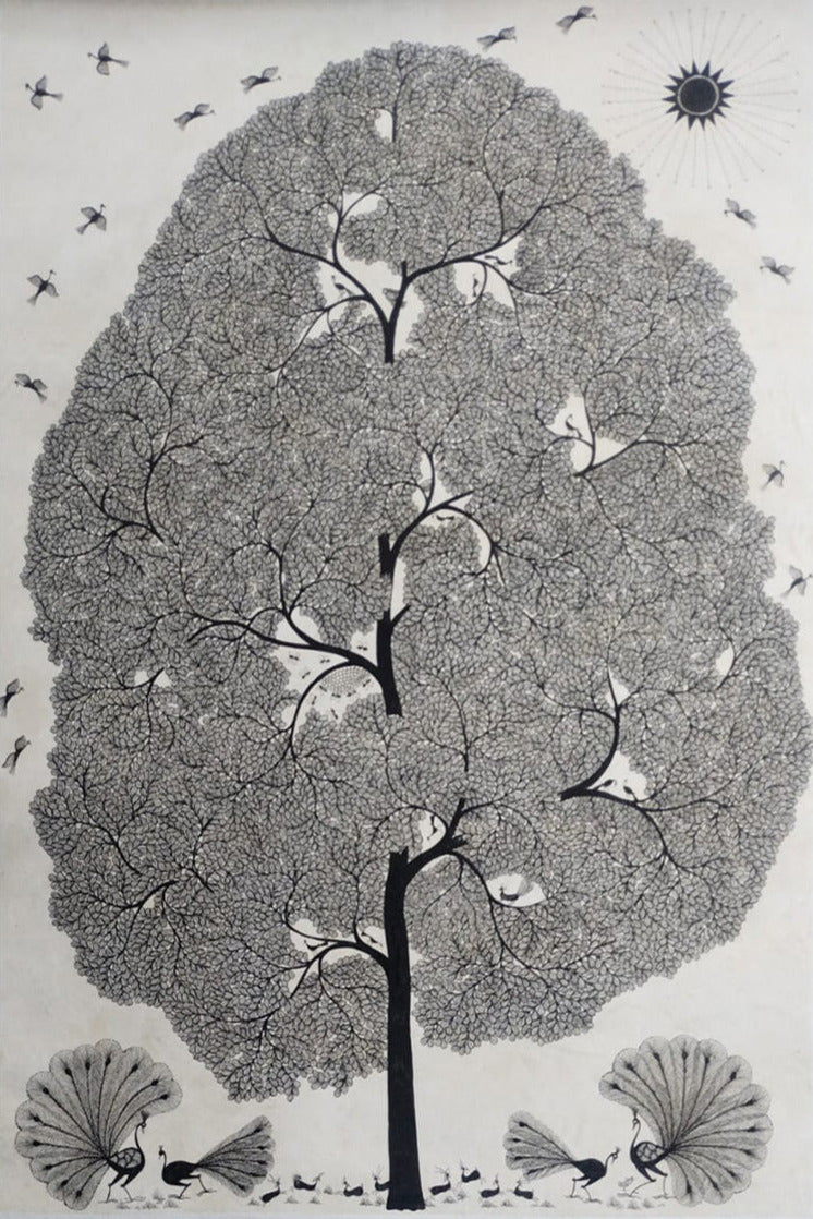 Tree of Life: Warli Painting by Dilip Rama Bahotha