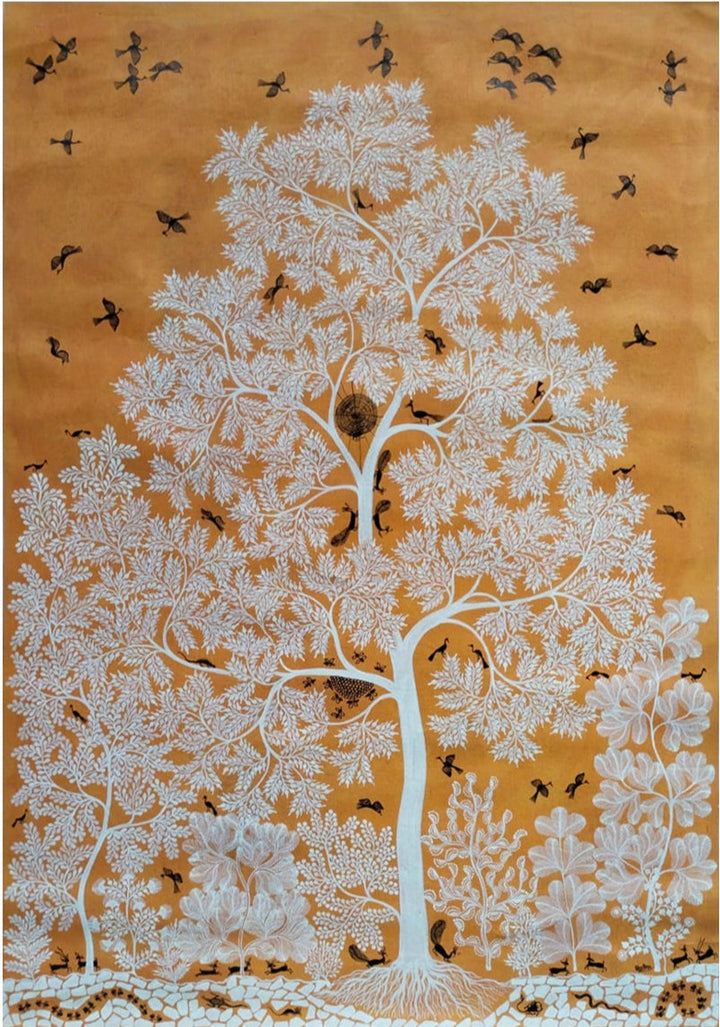 Tree of Life in Warli painting by Dilip Rama Bahotha Thumbnail