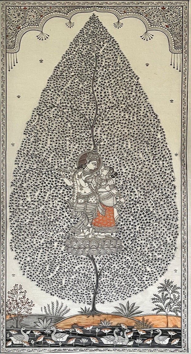 Tree of Radha Krishna: Pattachitra painting by Gitanjali Das